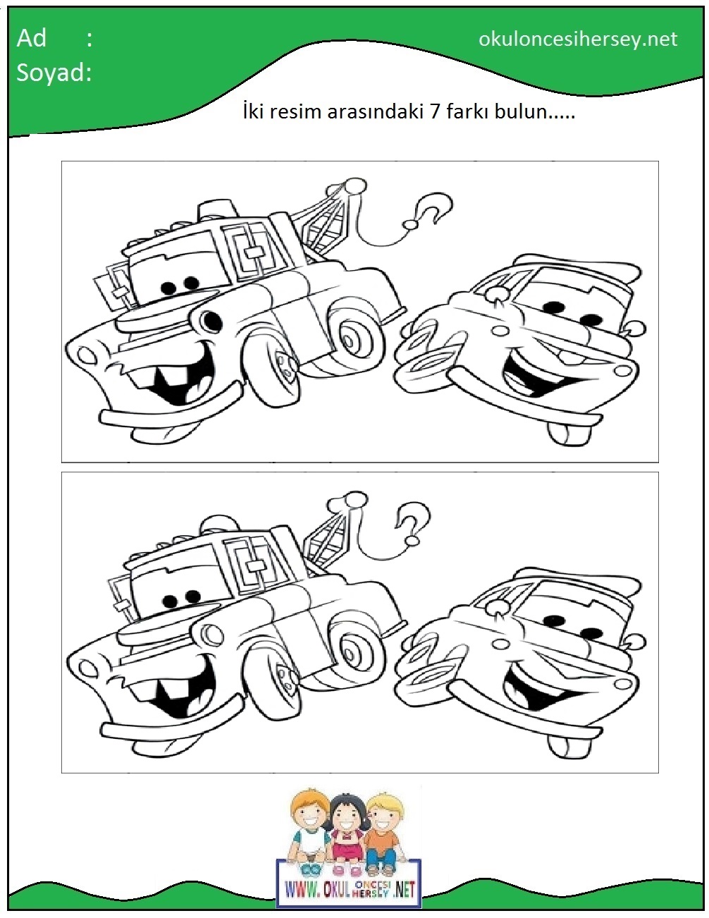 okul öncesi İki Resim Arasındaki Farkı Bul